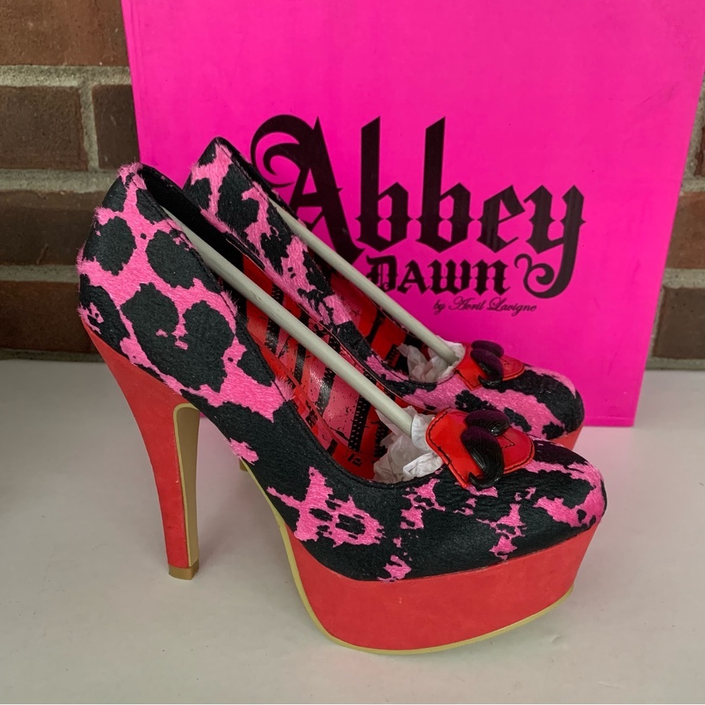 Abbey Dawn Pink and Black Leopard Platform Pumps
